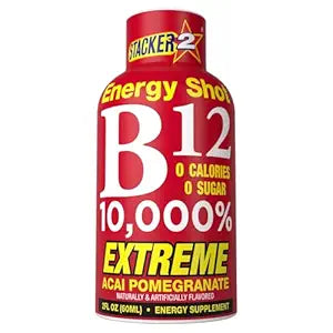 Stacker 2 Vitamin B Complex B12 B6 B3 Liquid Energy Shots - Vegansafe & Vegan Cyanocobalamin, 10,000% DRV - B-6 Pyridoxine 40mg - B3 Niacinamide (Niacin) 20mg - BASED BOX Bundle Pack (2oz, Pack of 24)